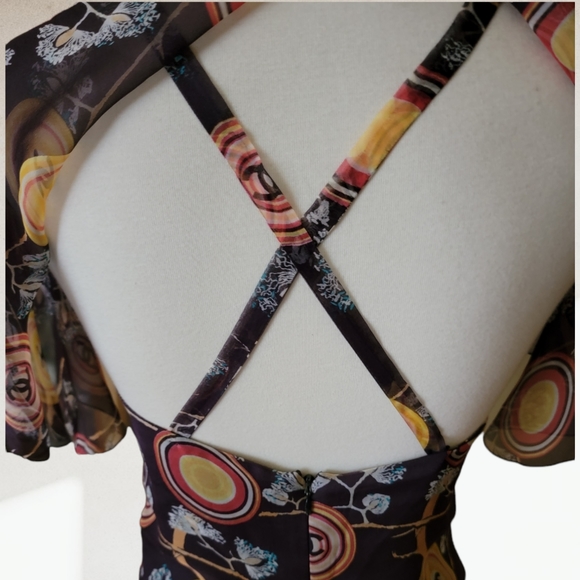 CHANEL @ PARIS |2001 Spring Runway Chinoiserie Silk Chiffon CC Logo Print Dress - Picture 12 of 16